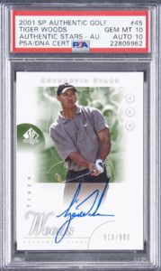 2001 Tiger Woods SP Authentic Golf Authentic Stars Autograph #45 Rookie Card /900